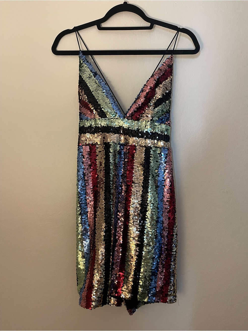 REVOLVE | by the way. Multicolor Sequin Striped V-Neck Mini Dress